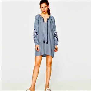 Zara Boho TRF Denim Wear Dress NWT Sz Medium